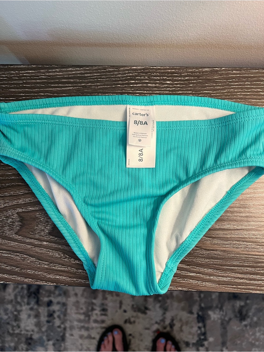 Carter's Ribbed Girls' Bikini Bottom in Turquoise Girl Size 8